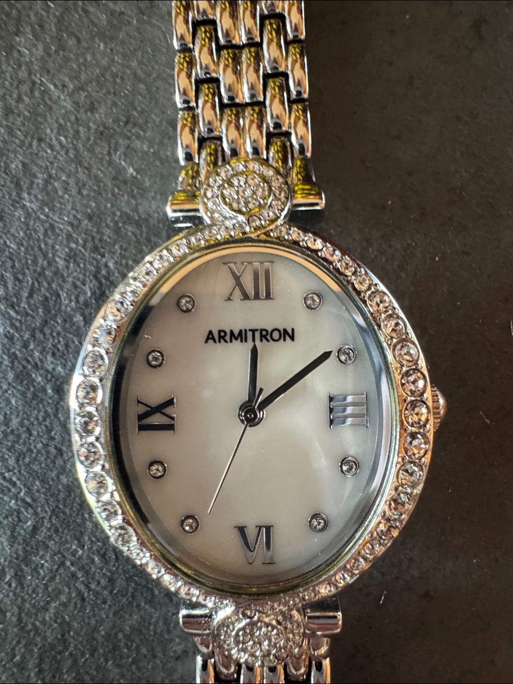 Armitron Silver Tone Women's Bracelet Watch with Mother-of-Pearl Dial